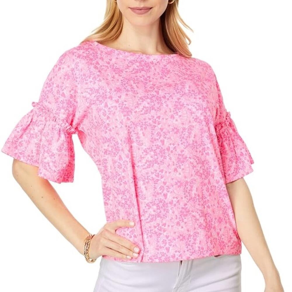 Lilly Pulitzer | NWT Womens Ziva Top Pink Shandy Invest A Gator Floral Neon Pink
